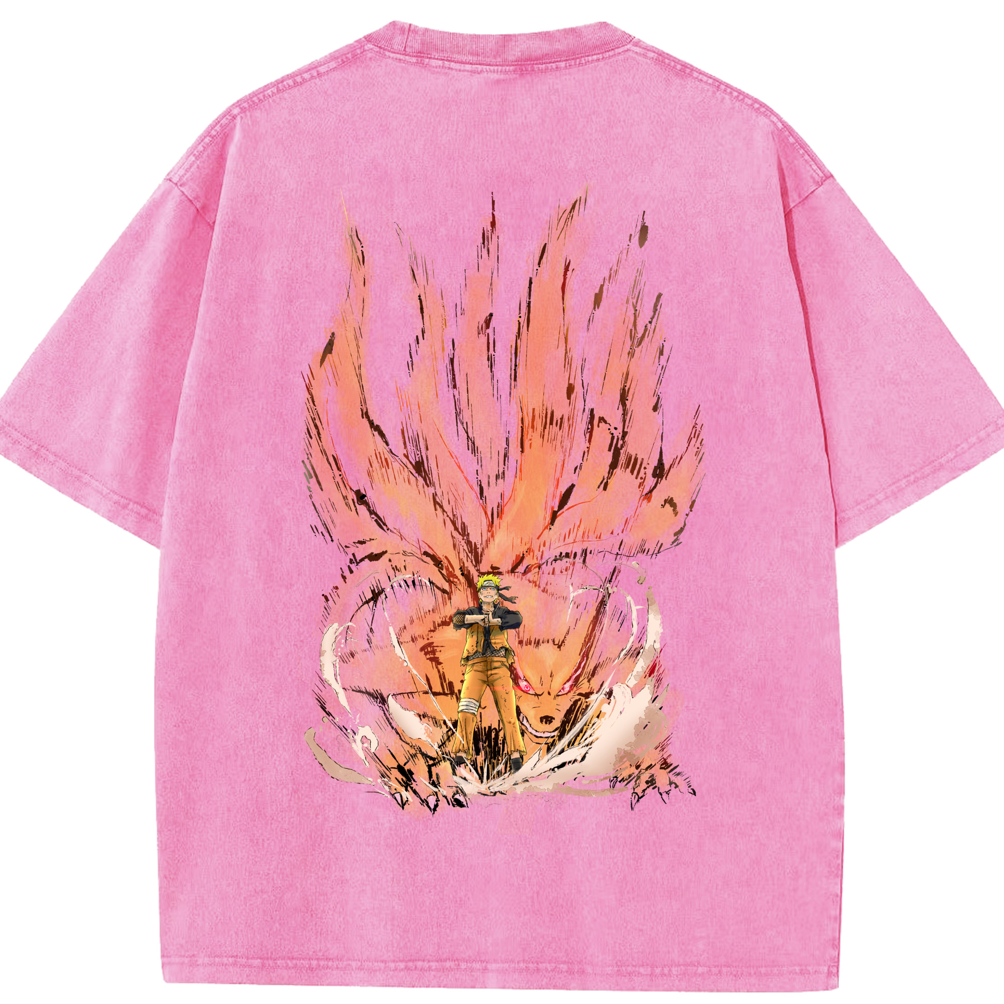 （画像用） NARUTO -ナルト- うずまき ナルト Uzumaki Naruto 綿100% ヴィンテージ風 半袖Tシャツ（背面プリント）